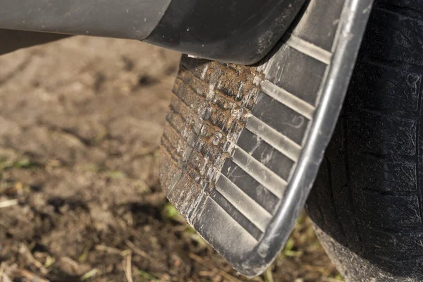 Protección Goma Sucia Las Ruedas Los Coches Primer Plano —  Fotos de Stock