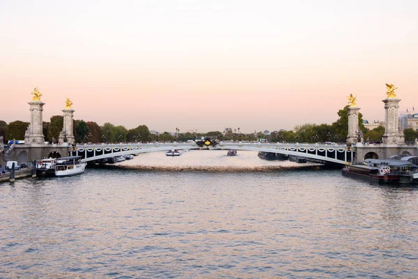 Pont Alexander Iii Sulla Senna Tramonto Parigi Francia — Foto Stock