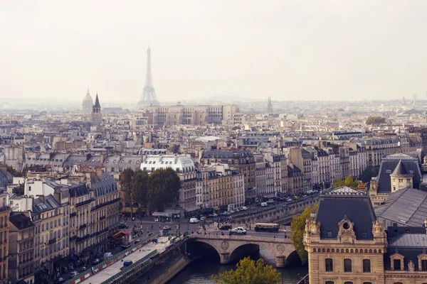 Παρίσι Θέα Στην Πόλη Από Ανωτέρω Γέφυρα Και Του Ποταμού — Φωτογραφία Αρχείου