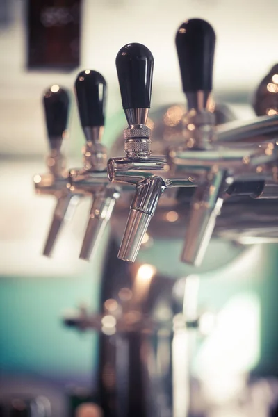 Close Beer Dispenser Pub — Stock Photo, Image