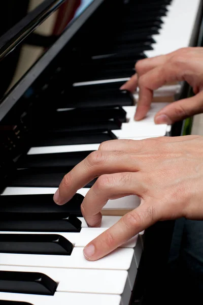 Piano Keys Human Hand — Stock Photo, Image