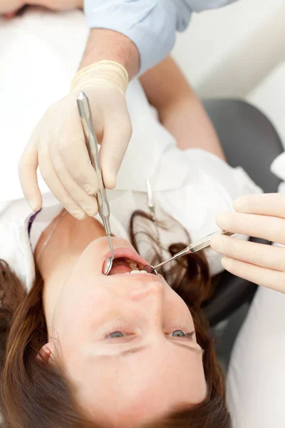 Wizyta Dentysty Widok Bliska — Zdjęcie stockowe
