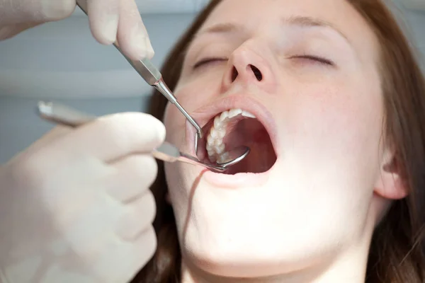 Visita Dentista Vista Perto — Fotografia de Stock