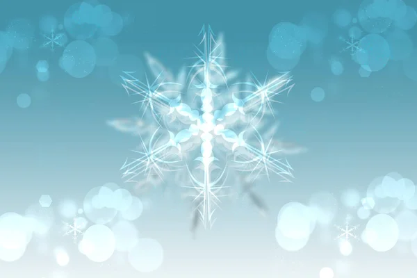 背景是雪花 抽象冬天蓝色 Bokeh 雪花背景 美丽的纹理 — 图库照片