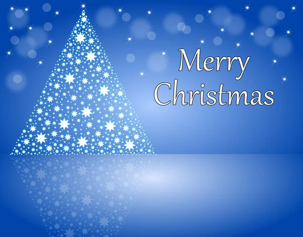Blau Glänzende Weihnachtskarte Mit Dekorativem Weihnachtsbaum Illustration — Stockfoto
