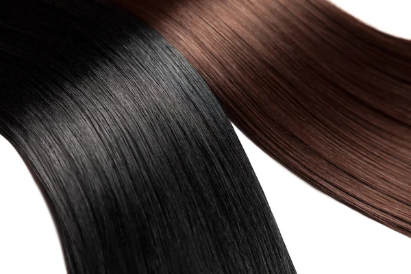 Nahaufnahme Auf Luxuriösen Glatten Glänzenden Haaren — Stockfoto