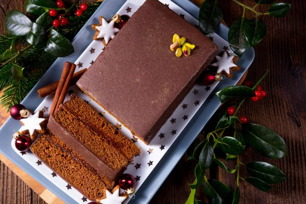 Tasty Chocolate Gingerbread Plum Jam Filling — Stock Photo, Image