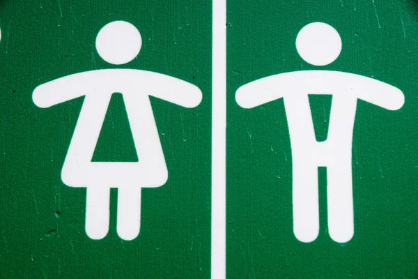Public Restroom Toilet Sign Man Woman Green — Stock Photo, Image