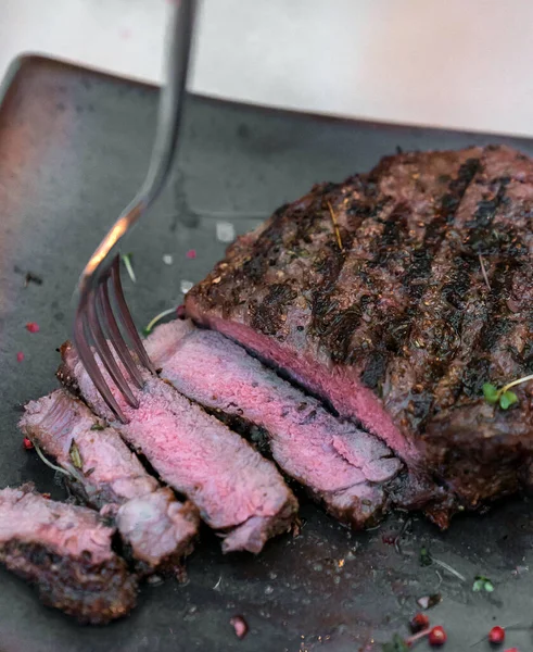 Costela Carne Assada Grelhada Bife Groumet Cozinha Americana — Fotografia de Stock