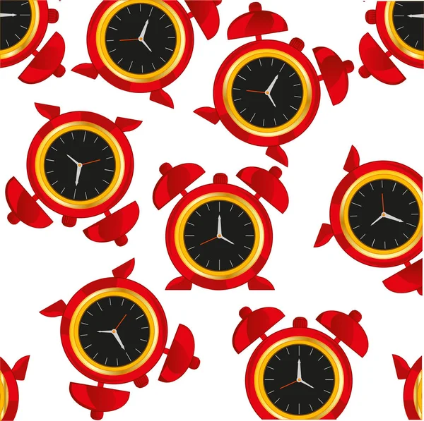 白い背景に赤い目覚まし時計から装飾的なパターン — ストック写真