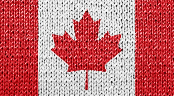 Kanadensisk Nationell Flagga Blandad Vit Stickad Bakgrund — Stockfoto
