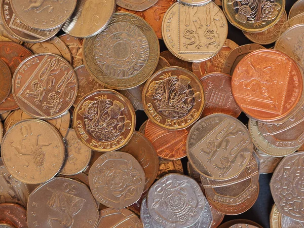 Font Érmék Pénz Gbp Valuta Egyesült Királyság Hasznos Mint Háttér — Stock Fotó