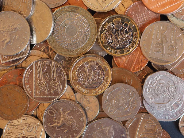 Font Érmék Pénz Gbp Valuta Egyesült Királyság Hasznos Mint Háttér — Stock Fotó