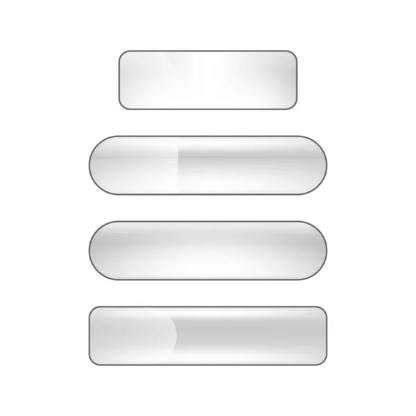 Vector Bright Glossy Web Buttons Set Silver — Stock Photo, Image