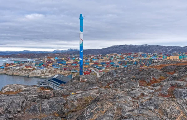 Arktiska Staden Ilulissat Grönland Från Bergen Ovan — Stockfoto