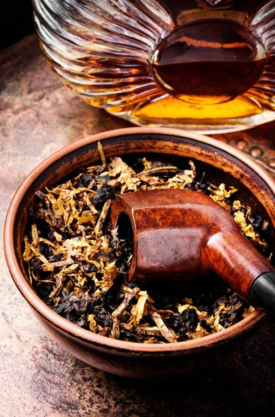 Glass Cognac Pipe Tobacco — Stock Photo, Image