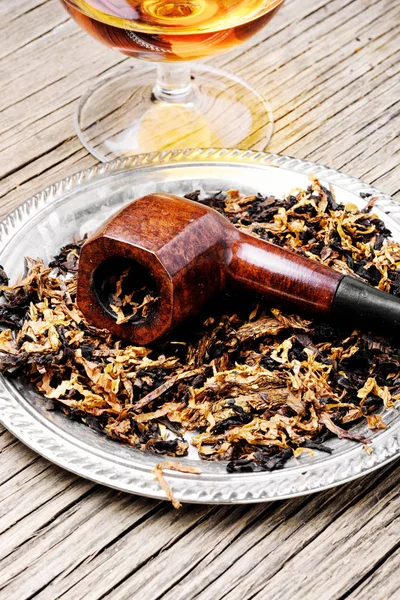 Glass Cognac Pipe Tobacco — Stock Photo, Image