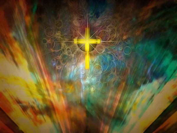 Faith God Christian Cross Colorful Rays Light — Stock Photo, Image