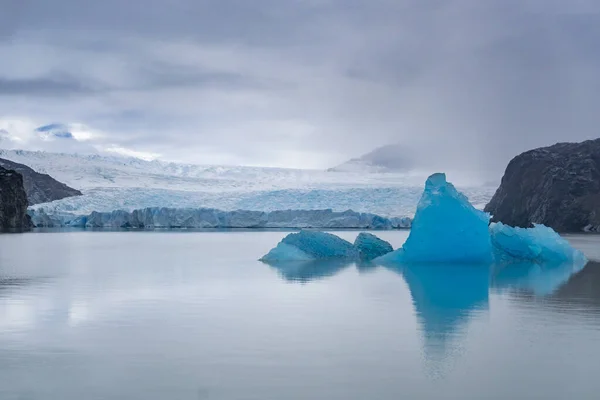 Vista Geleira Cinza Icebergs Parque Nacional Torres Del Paine Chile — Fotografia de Stock