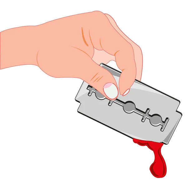 Hand Person Stained Blood Blade Razor — Stock Photo, Image