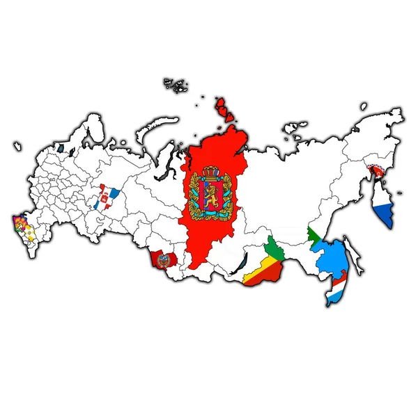 在地图上的标志克拉伊斯与行政区划和俄罗斯的边界 — 图库照片