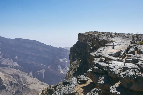 Grand Canyon Omã Passeio Turístico Beira Penhasco Cordilheira Jebel Akhdar — Fotografia de Stock