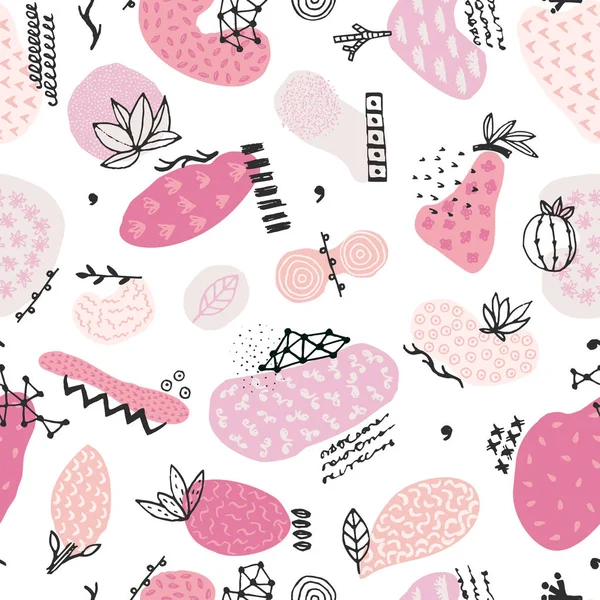 Vector Seamless Pattern Hand Drawn Abstract Shapes Spotted Textured Figures — 스톡 사진