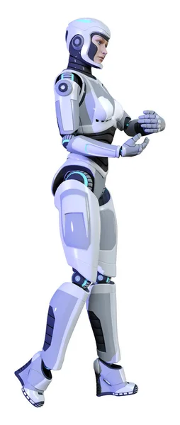 Rendering Female Robot Isolated White Background — Stock Photo, Image