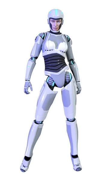 Rendering Female Robot Isolated White Background — Stock Photo, Image