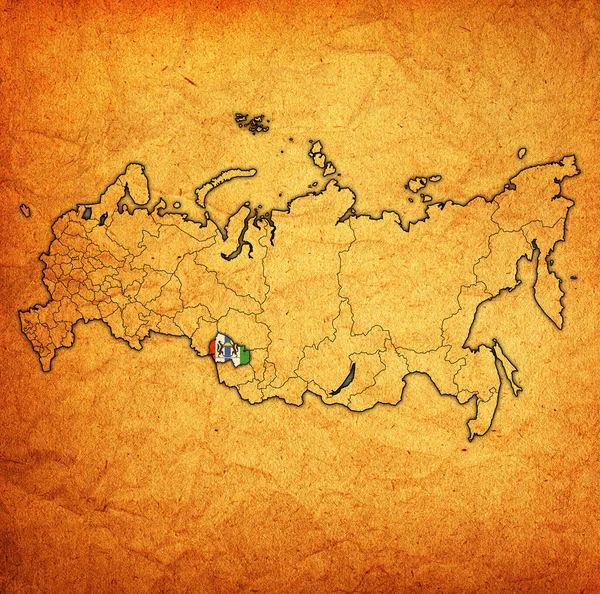 图上有俄罗斯行政区划和边界的Novosibirsk地区标志 — 图库照片