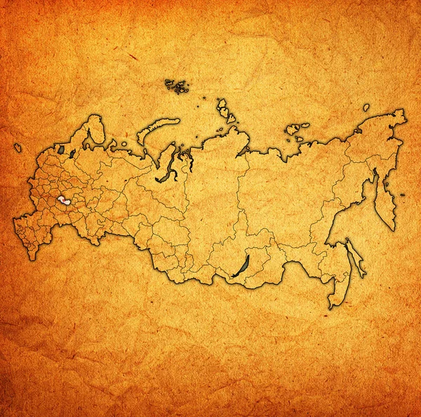 行政区分とロシアの国境でマップ上のモルドヴィア共和国の国章 — ストック写真