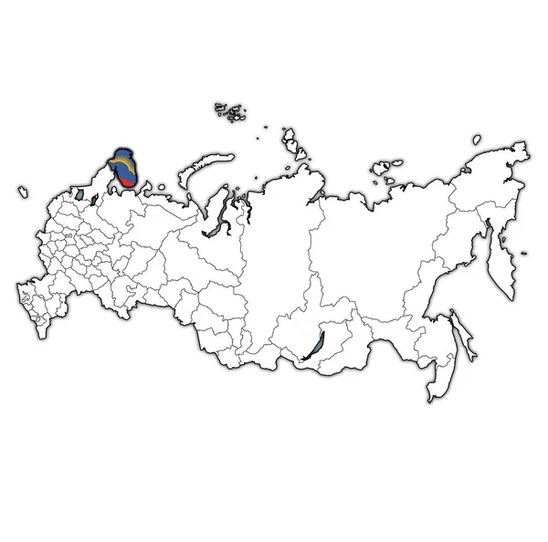 行政区分とロシアの国境のマップでムルマンスク州の紋章 — ストック写真