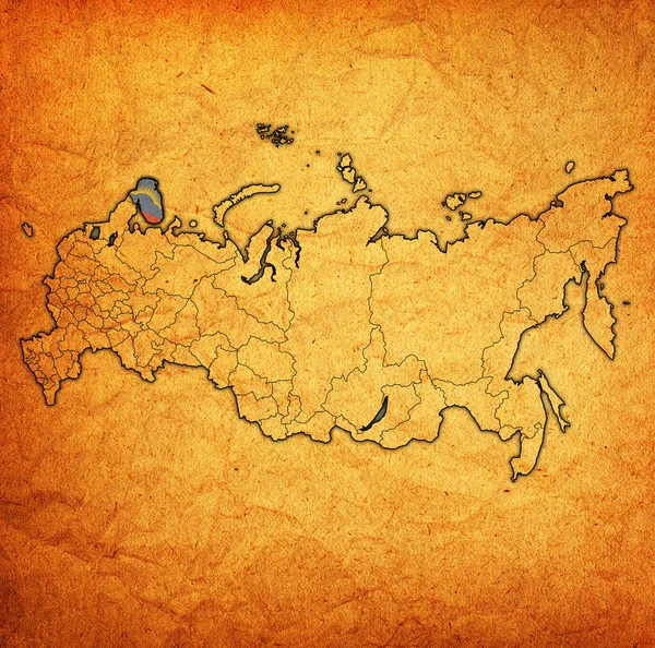 Έμβλημα Της Περιφέρεια Μούρμανσκ Χάρτη Διοικητικές Διαιρέσεις Και Σύνορα Της — Φωτογραφία Αρχείου