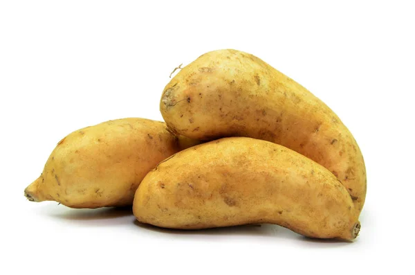 Batatas Doces Isoladas Fundo Branco — Fotografia de Stock