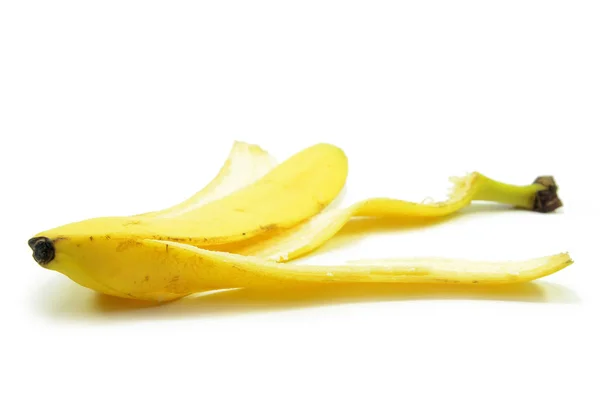 Gelbe Bananenschale Isoliert Auf Weißem Hintergrund — Stockfoto