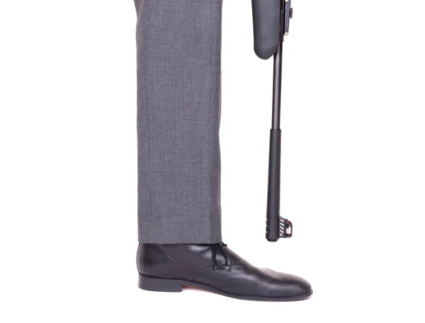 Concept Businessman Shooting Himself Foot Rifle — Stock Photo, Image