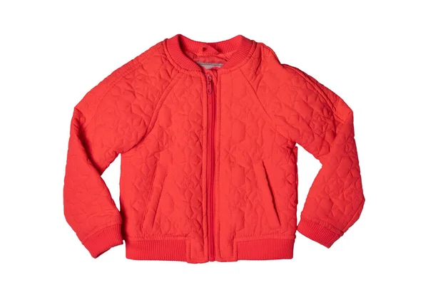 Childrens Jacket Spring Autumn Stylish Red Warm Jacket Isolated White — Stock Photo, Image