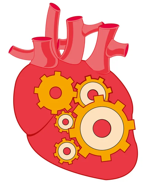 Cartoon Heart Person Mechanism White Background Insulated — Stock Photo, Image