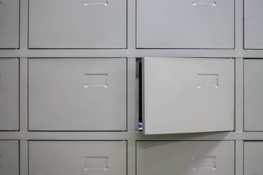 Blank Metal File Cabinets Open Wall clipart