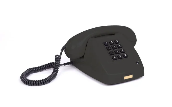 Vintage Černý Telefon Bílým Pozadím — Stock fotografie