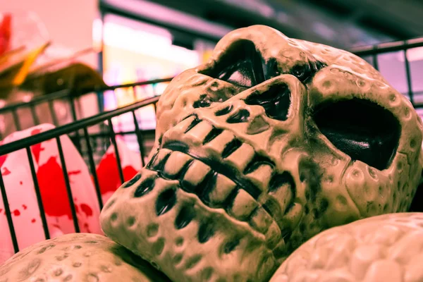 Crâne Halloween Décoration Squelette Spooky Prop Objet Vacances Gros Plan — Photo