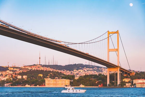 Bosphorus Bridge Known Officially July Martyrs Bridge One Three Suspension — Stock Photo, Image