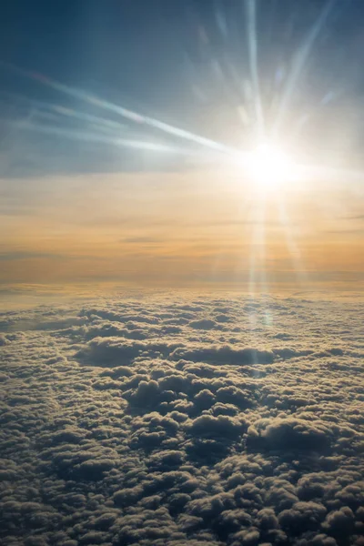 Primer Plano Nubes Sol Foto Tomada Avión —  Fotos de Stock