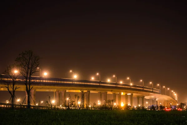 Escena Nocturna Del Paso Elevado Ciudad Xian China — Foto de Stock