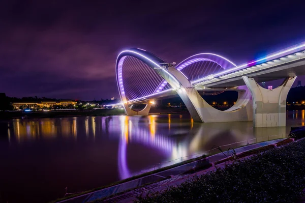 Nanning China Ponte Para Exposição Longa Paisagem Noturna — Fotografia de Stock