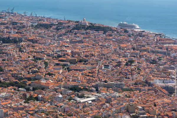 Lisboa Portugal Vista Aérea Avião Chegada Paisagem Perspicaz Alta Altitude — Fotografia de Stock