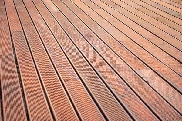 Dřevěné Podlahy Patio Venkovní Dekorace Detailní Hardware Nainstalován — Stock fotografie