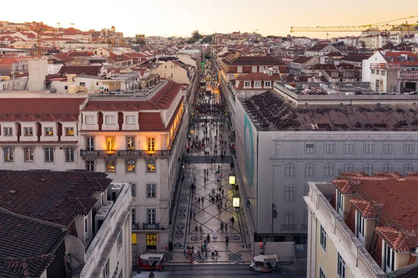 Zmierzch Nad Rua Augusta Shopping Street Lizbonie Portugalia Sierpień 2017 — Zdjęcie stockowe