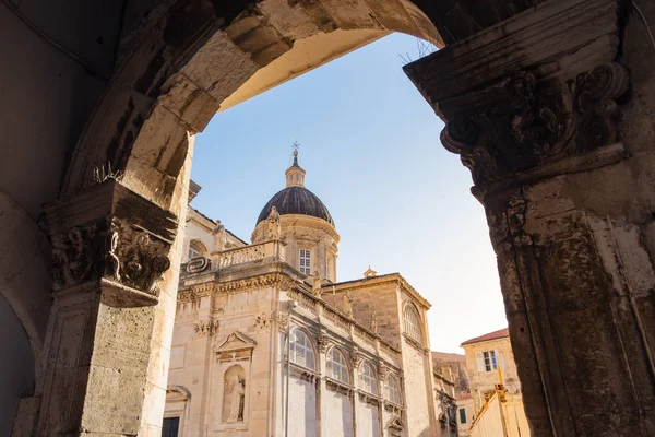 Early Sunset City Center Palazzo Del Rettore Cattedrale Dubrovnik Croazia — Foto Stock