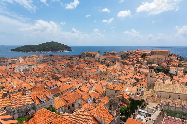 Famosos Telhados Laranja Dubrovnik Croácia Cityscape Vista Aérea Caminhando Longo — Fotografia de Stock